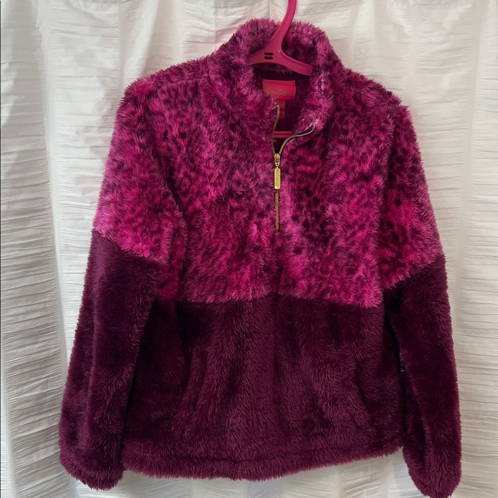 Lilly Pulitzer Vibrant Pink and Purple Sherpa mini Joyce